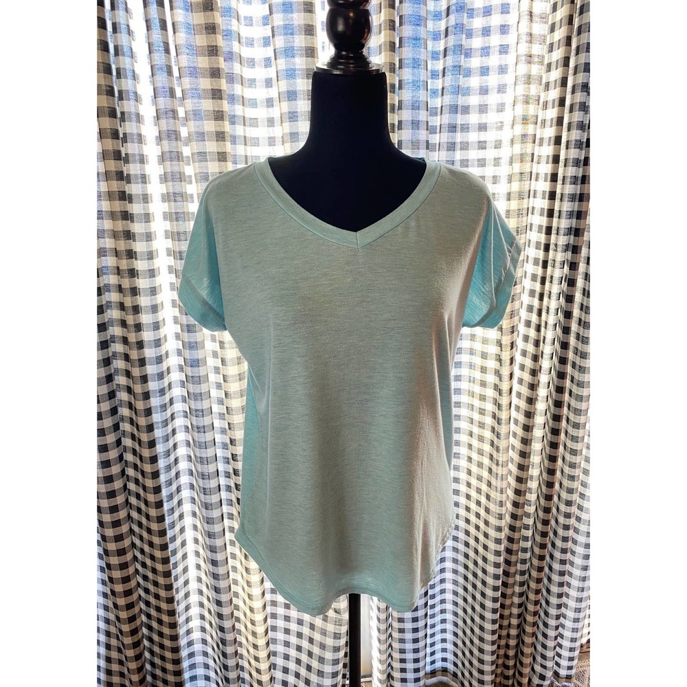 Women’s Blue V Neck Short Sleeve Top